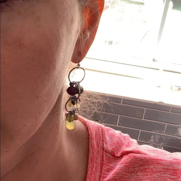 Green, Brown, and Beige Earrings - Picture 3 of 6